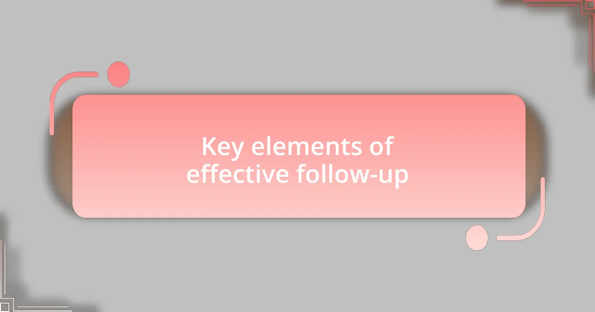 Key elements of effective follow-up