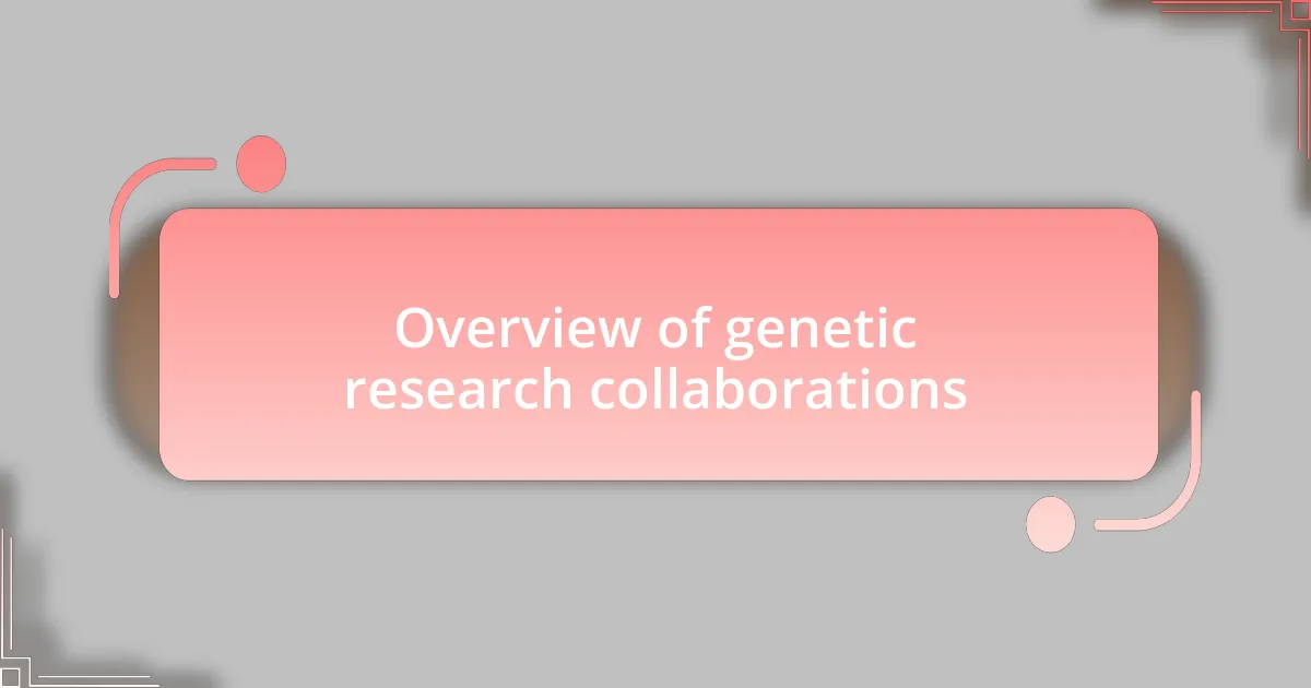 Overview of genetic research collaborations